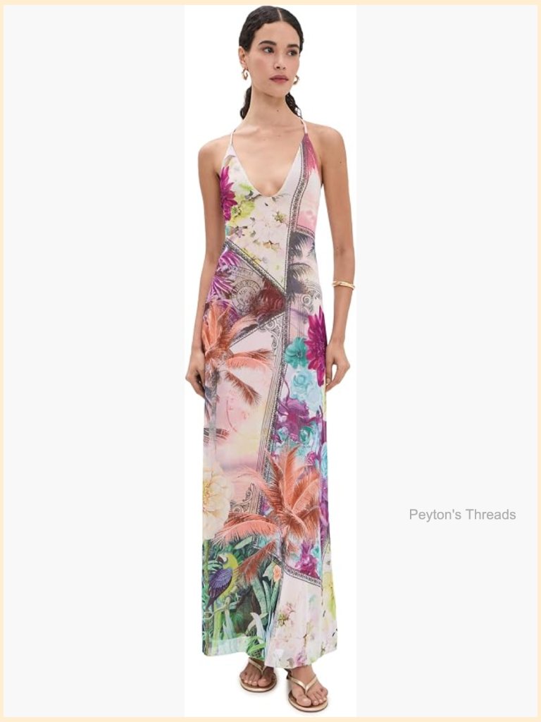 Women's Maxi Dress With Criss-Cross Straps - Lightweight Stretch Mesh
